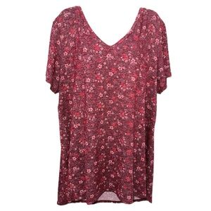 Maurice’s 24/7 V-Neck Women's tunic Top in Red and pink floral print size XXL